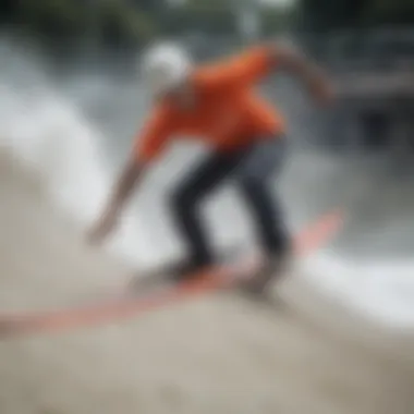 An expert builder demonstrating safety techniques while constructing a half-pipe