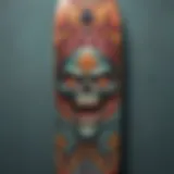 The iconic design of Steve Caballero's skateboard deck showcasing vibrant artwork and unique shape.