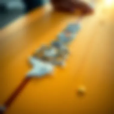 Optimal Grip on a Surfboard Close-up of a waxed surfboard with traction