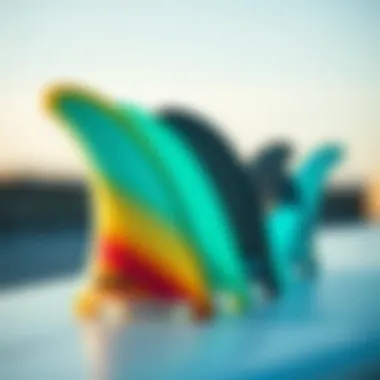 Various surfboard fins made from advanced materials