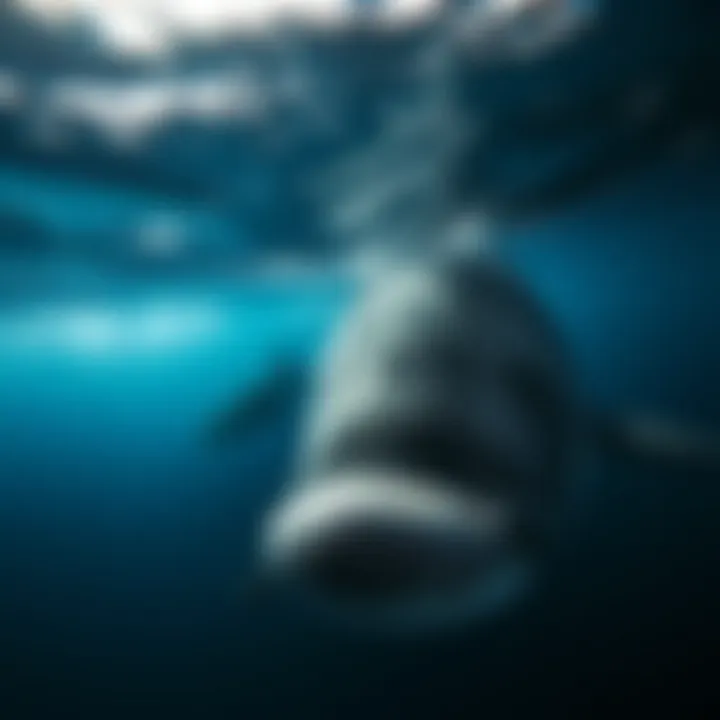 Basking Shark Feeding A basking shark feeding near the ocean surface