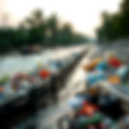 A river carrying plastic waste towards the ocean