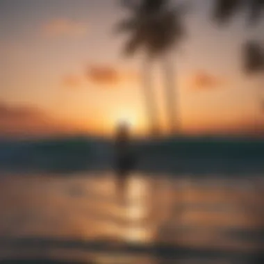 Stunning Sunset at Surfing Paradise Sunset over a picturesque surfing beach