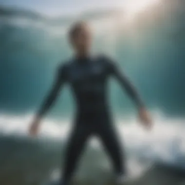 Demonstrating Wetsuit Flexibility A diver showcasing the flexibility of a wetsuit underwater.