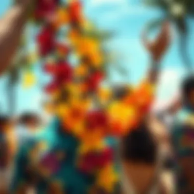 Cultural Significance of Hawaiian Lei in Celebration A vibrant celebration featuring lei flowers, symbolizing their cultural significance in Hawaiian traditions.
