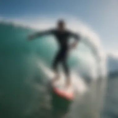 Surfers engaging with the practice machine in a training session.