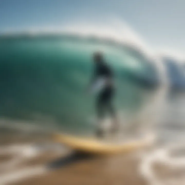 A group of surfers discussing wave conditions