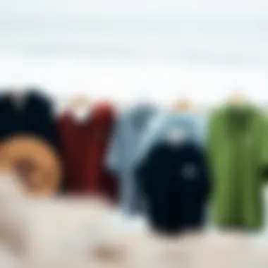 Various designs of towelling ponchos displayed