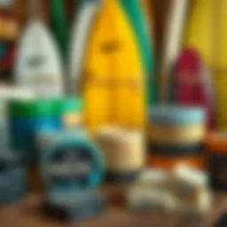 Varieties of surfboard wax displayed