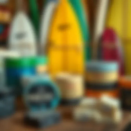 Varieties of surfboard wax displayed