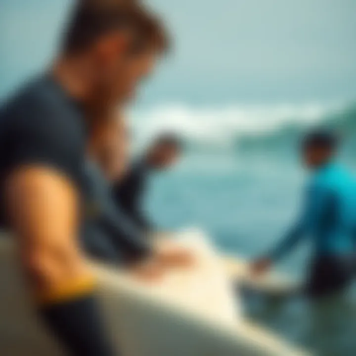 Surfer Support: Checking on Each Other Group of surfers checking on friend