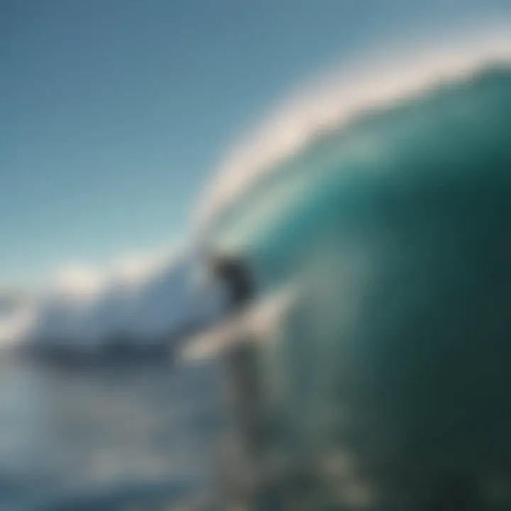 Surfer riding a wave influenced by nearby ocean current