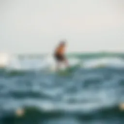 Electric foil surfboard on water