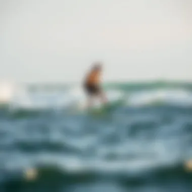 Electric foil surfboard on water