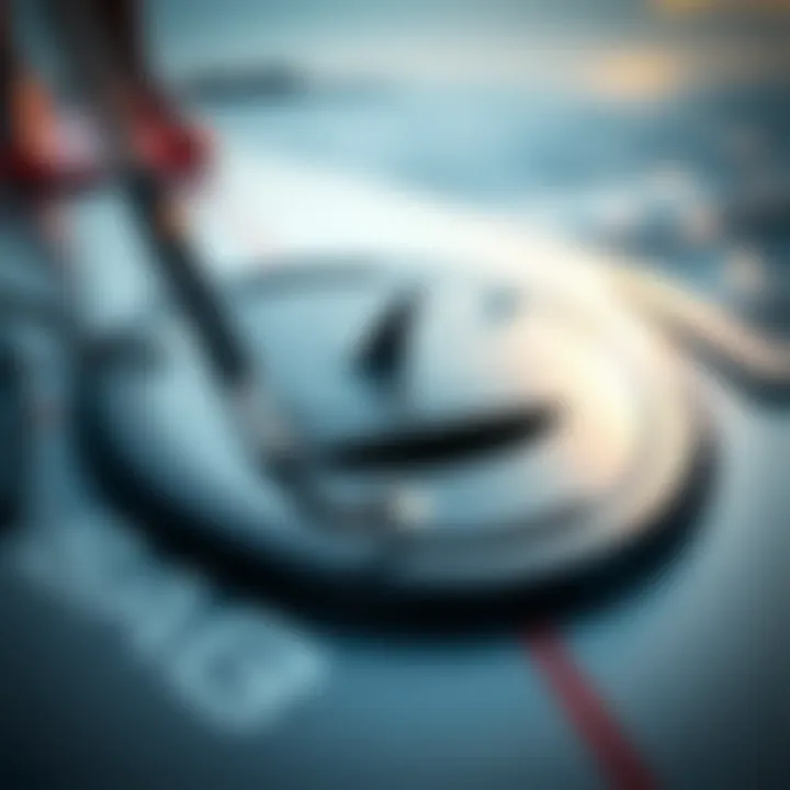 Close-up of electric foil surf technology