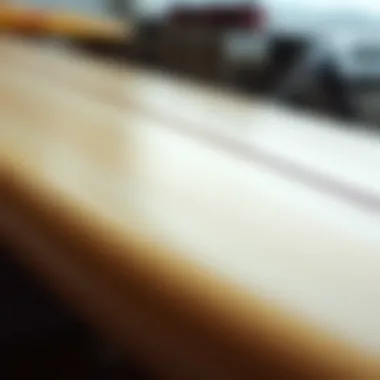 Close-up of surfboard materials showcasing texture and quality