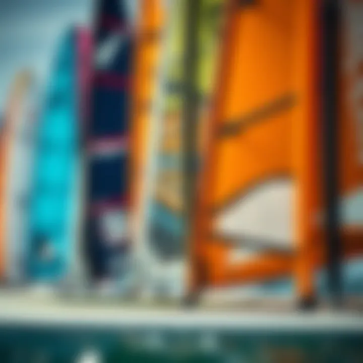 Variety of Paddle Board Sails Close-up of different types of paddle board sails