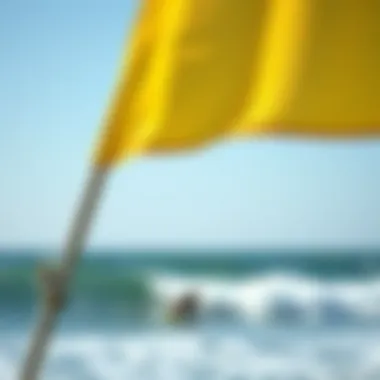 Close-up of a yellow flag symbolizing caution in surf competitions