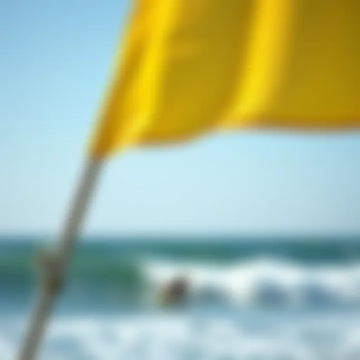 Close-up of a yellow flag symbolizing caution in surf competitions