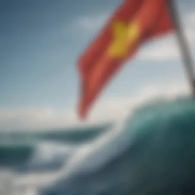 Ocean conditions illustrated alongside surf flag meanings