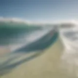 Close-up view of a surfboard with a nose protector attached