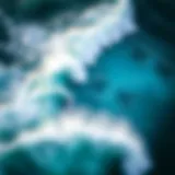 Ocean Waves and Salinity Variation Aerial view of ocean waves showcasing varying salinity levels
