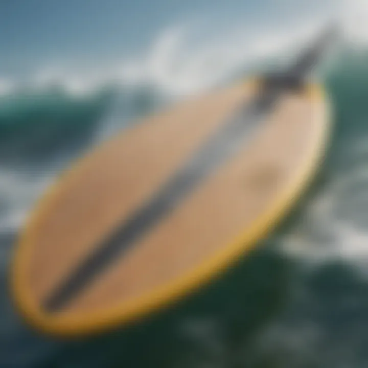 Close-up view of a wave skimmer board showcasing its unique design features