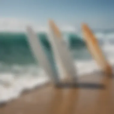 Side-by-side comparison of traditional surfboards and wave skimmer boards