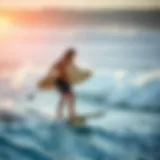 Surfer Enhancing Skills with Balance Board Surfer practicing on a balance board