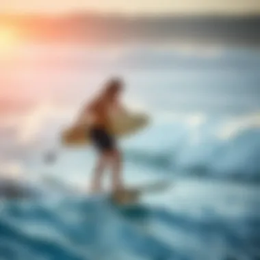 Surfer Enhancing Skills with Balance Board Surfer practicing on a balance board
