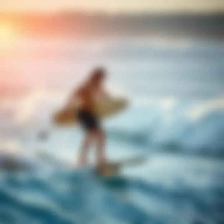 Surfer Enhancing Skills with Balance Board Surfer practicing on a balance board