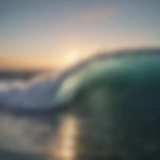 A serene ocean wave at sunrise