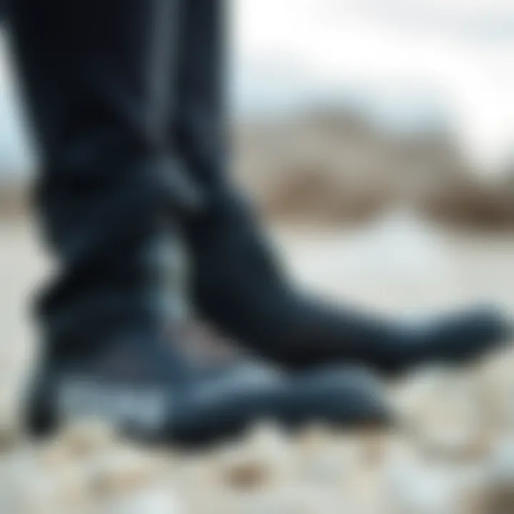 Detailed Look at Wetsuit Boots Materials Close-up of wetsuit boots showcasing material texture and design