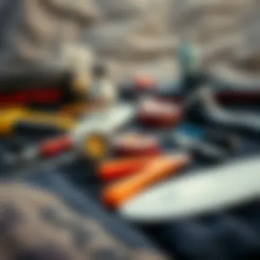 Essential Wetsuit Care Tools Wetsuit care and maintenance tools laid out